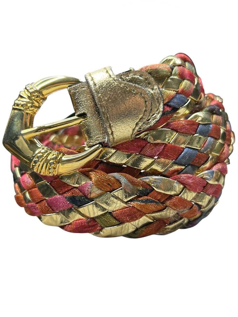 Luigi Lanatta Metallic Braided Leather Belt 29 Vintage Made In Italy - Picture 8 of 8